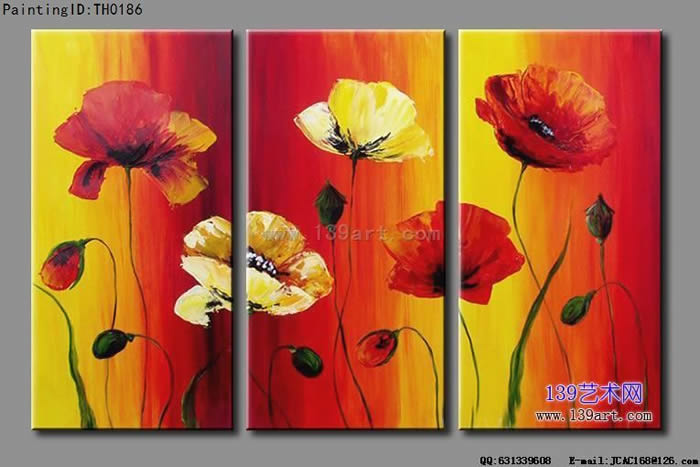 组合油画3拼组合油画花
