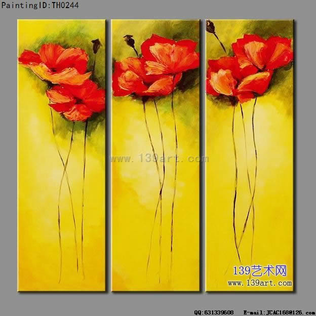 组合油画3拼组合油画花