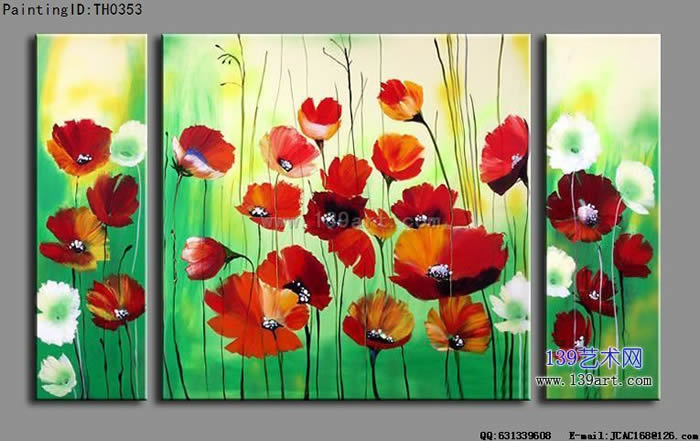 组合油画3拼组合油画花