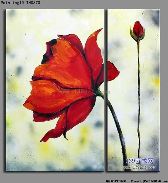 组合油画2拼组合油画花
