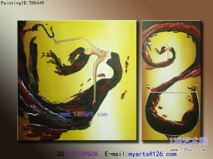 组合油画2拼组合油画红酒